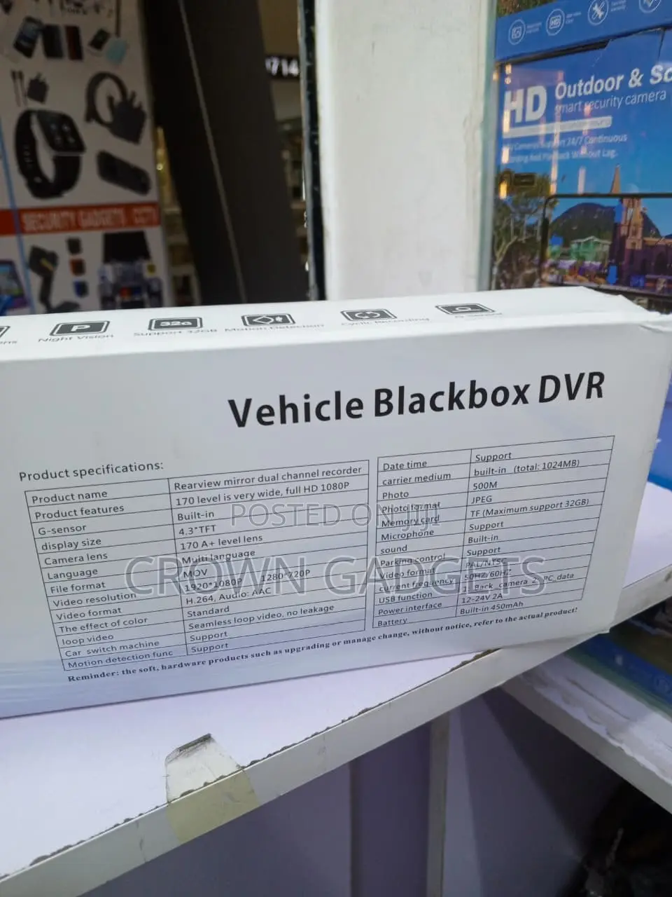 Vehicle Mirror Dashcam 1080P Dual Camera With Motion Sensor