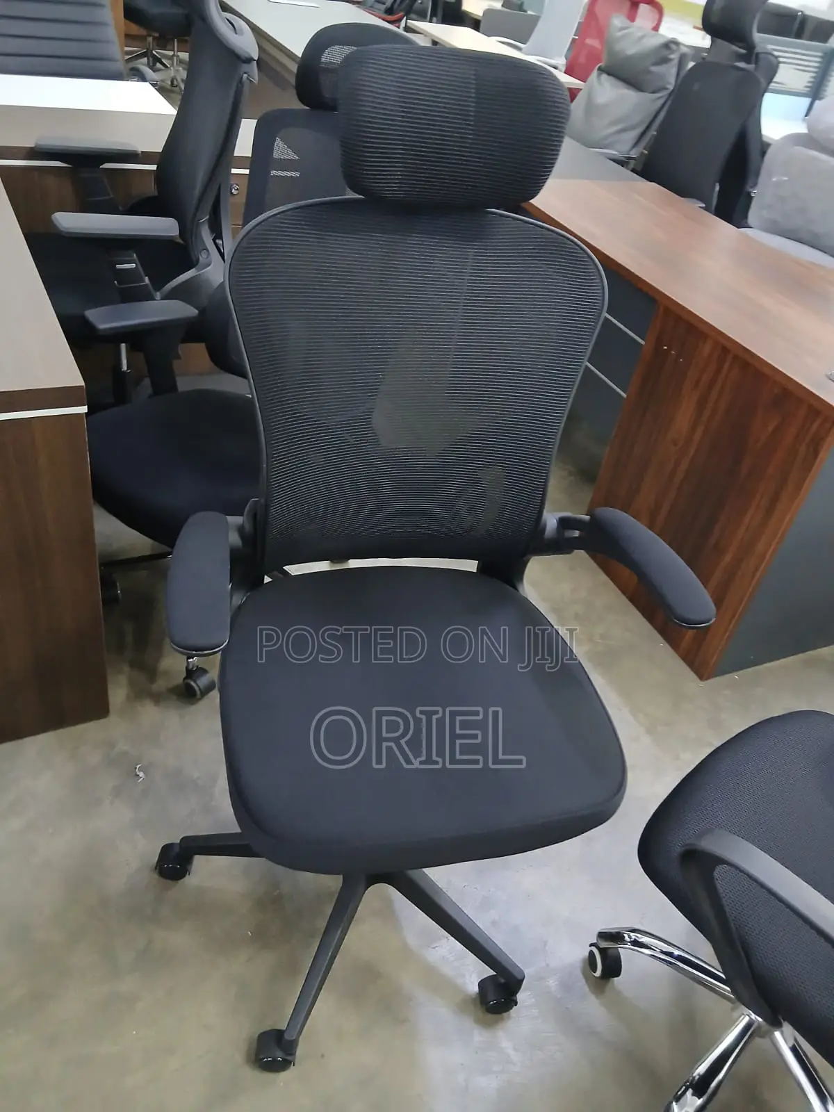 Office Chair : Ergonomic Mesh Chair With Foldable Armrests