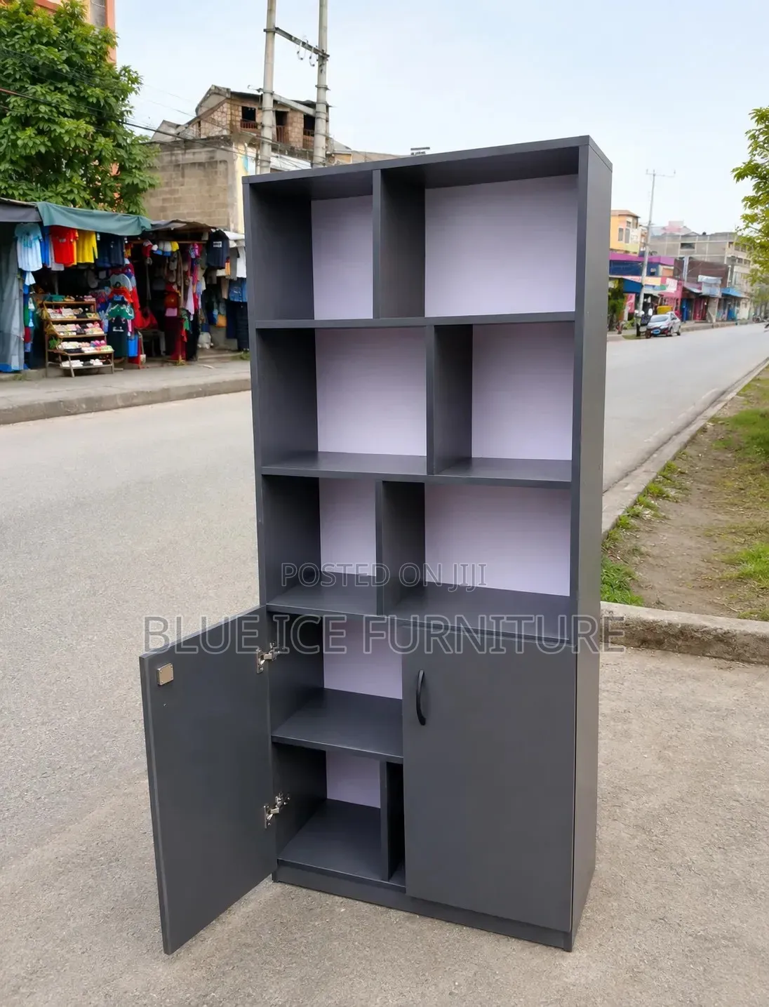Modern Open Bookshelf Cabinet With Storage Doors