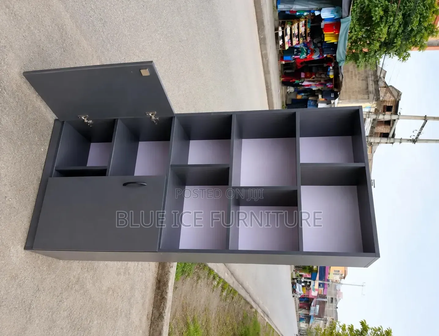 Modern Open Bookshelf Cabinet With Storage Doors