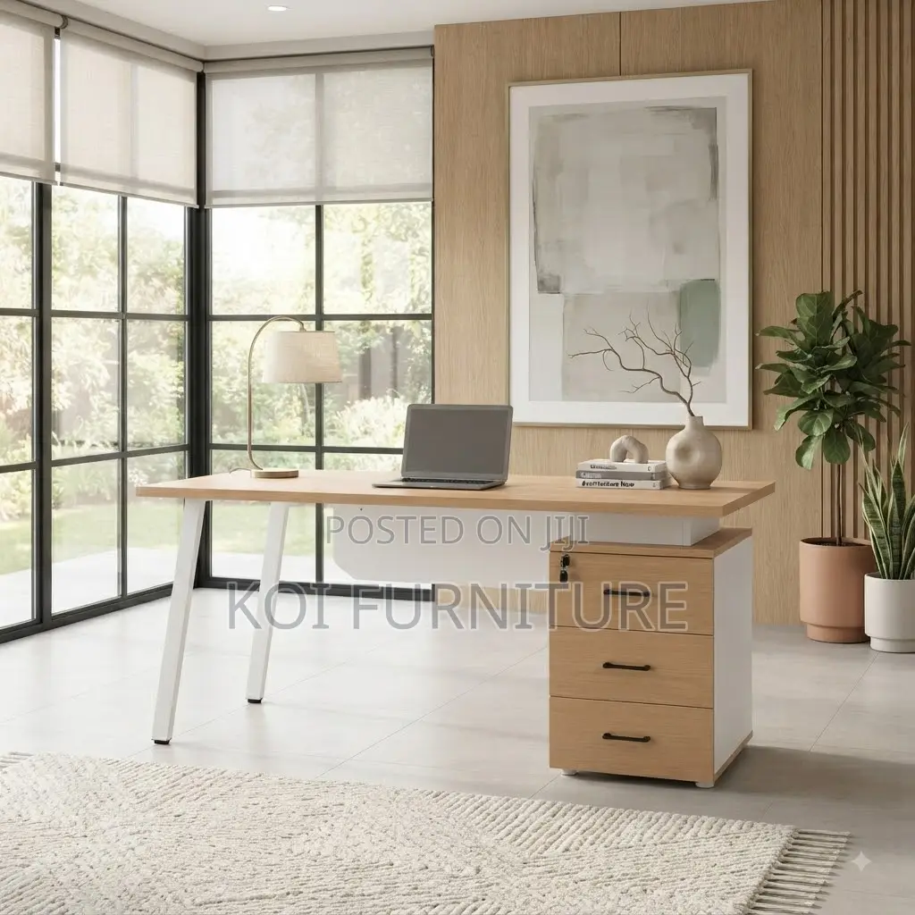 Office Desk; 140CM Executive Home Offices Classic Desk With Metal Legs