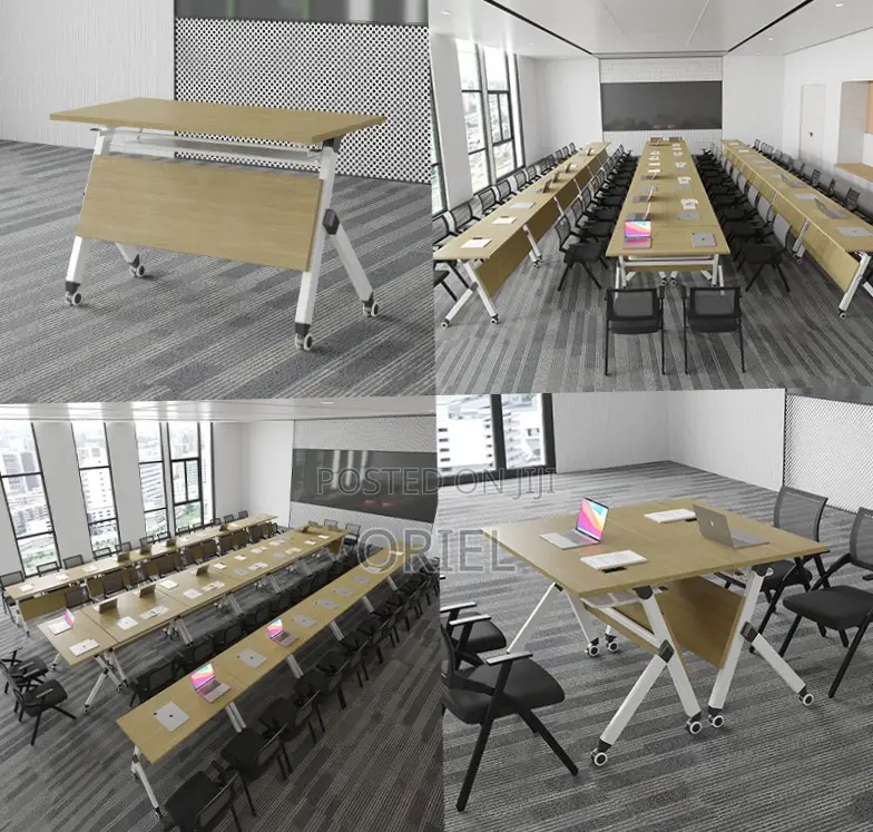 Office Table : Brown Foldable Training Conference Table