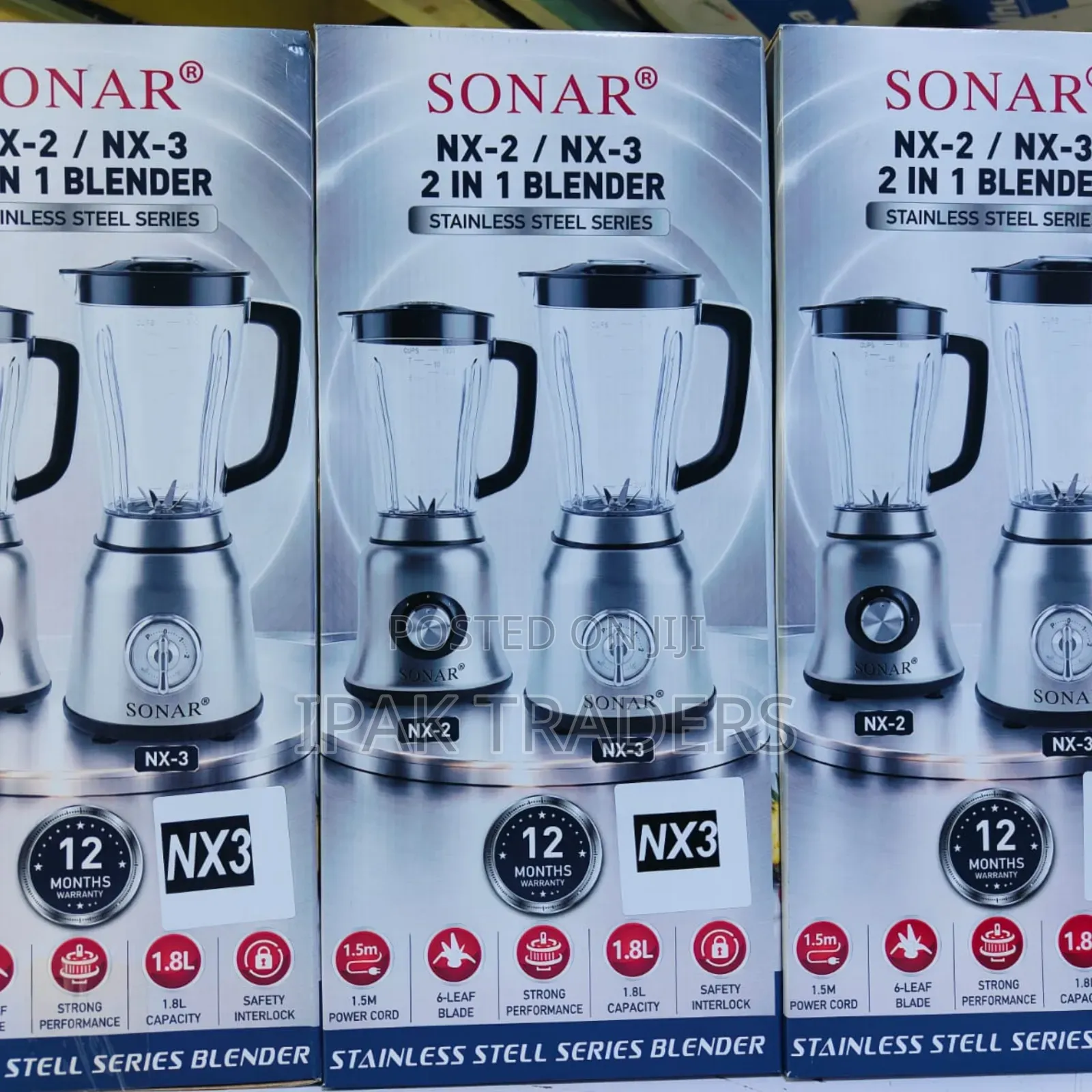 Sonar NX-2 / NX-3 2-in-1 Stainless Steel Countertop Blender 1.8 L Jug