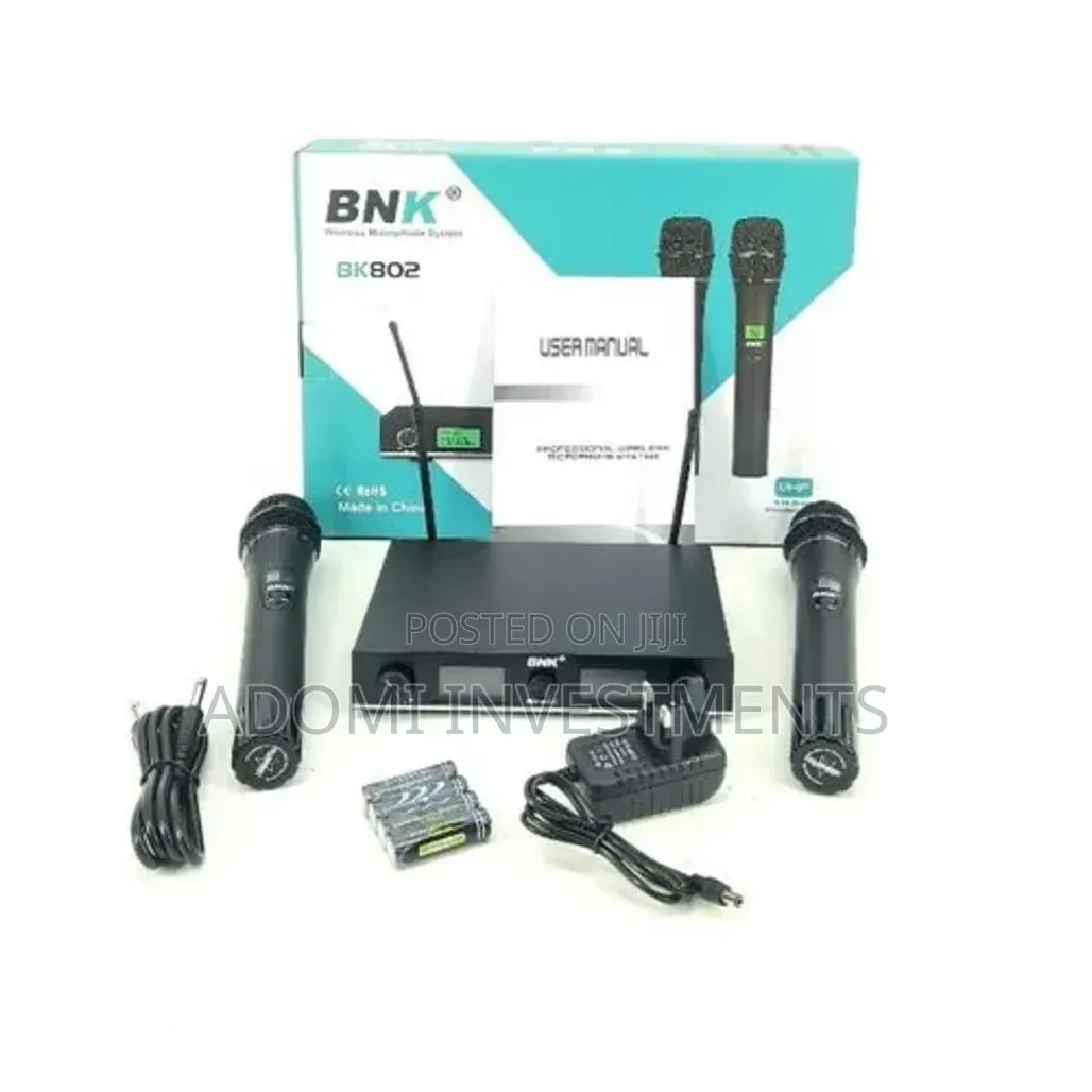 The BNK BK-802 Dual Channel VHF Wireless Microphone System