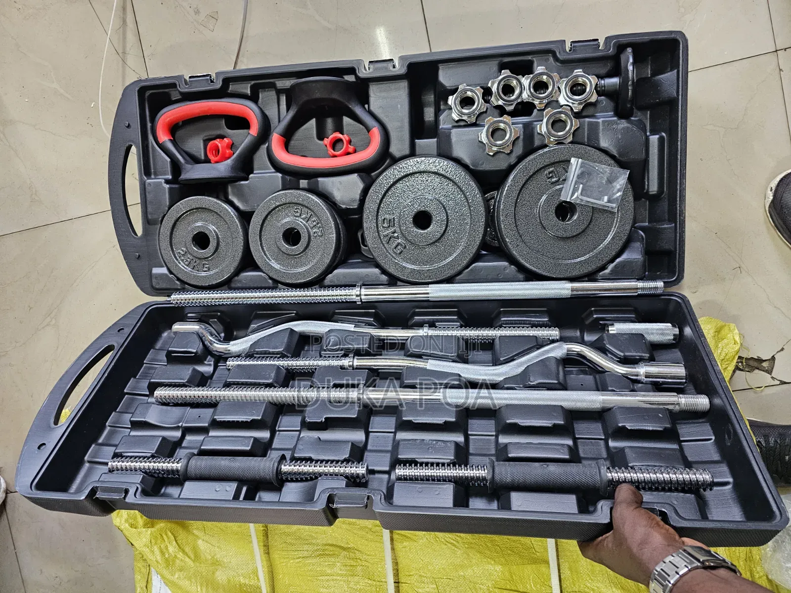 58kg Dumbell Barbell and Kettle Bell Set