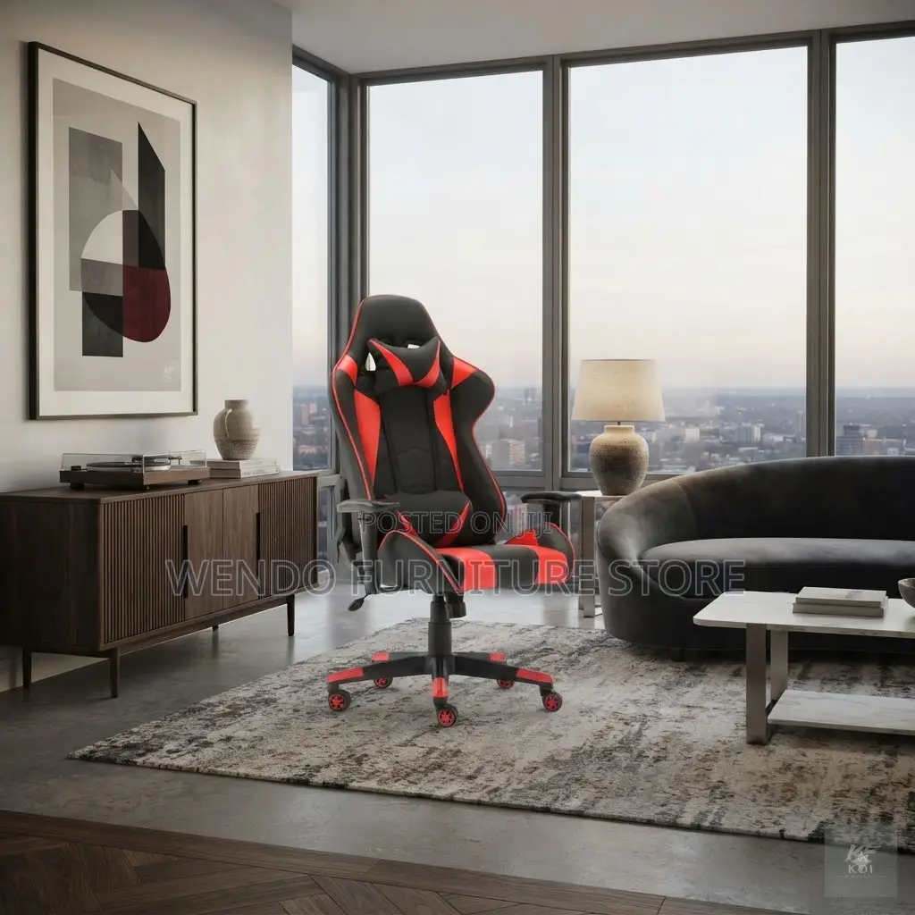 Office Chairs; Leather High Back Red Color Game Chair