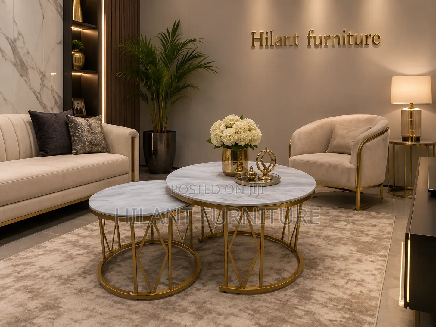 2 in 1 Round Marble Nesting Coffee Table