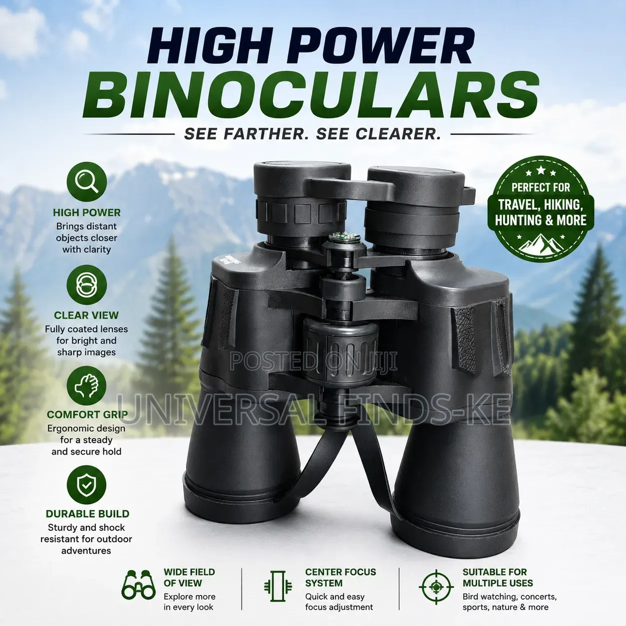 High Power Binoculars – Clear Vision Compact Optical Binoculars