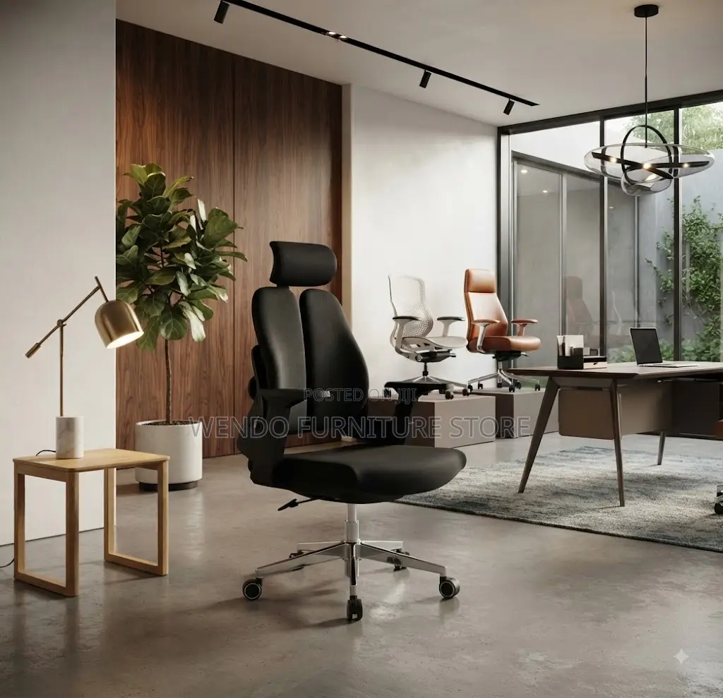 Office Chairs; Orthopedic Black Fabric Dual Backrest Office Chairs