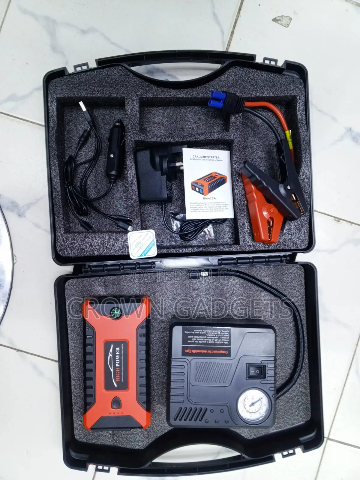 Portable Car Jump Starter With Air Compressor Power Bank