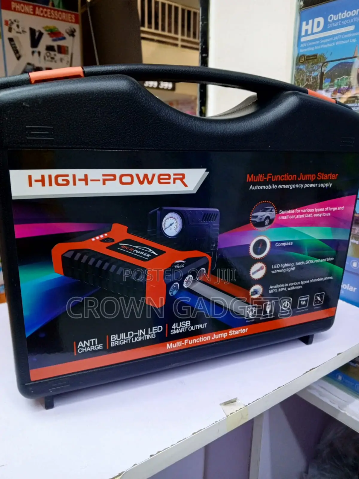 Lithium Car Jump Starter With Built-in Air Pump Gauge