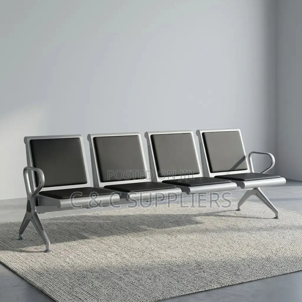 4-Link Black Padded Airport Bench.