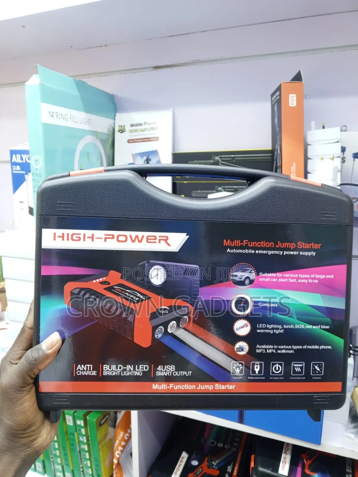 Portable Battery Booster Tire Inflator Air Compressor Combo