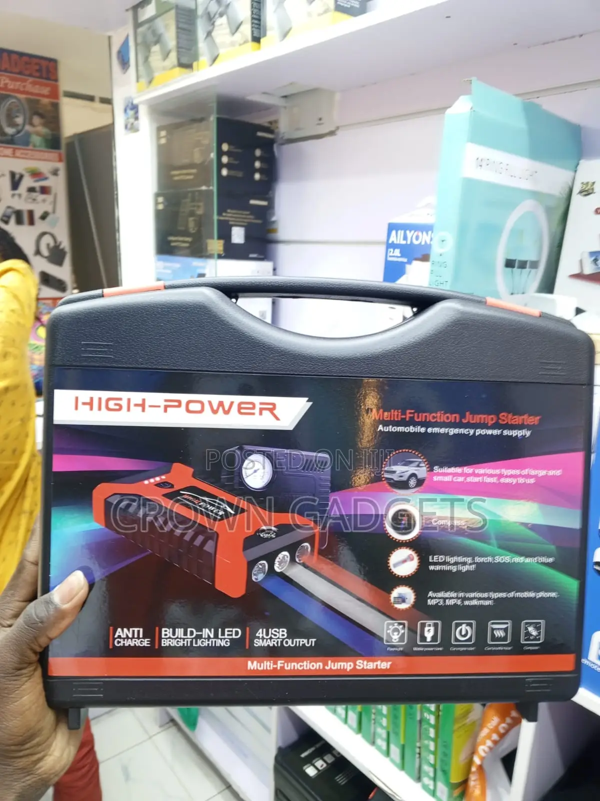 Portable Battery Booster Tire Inflator Air Compressor Combo