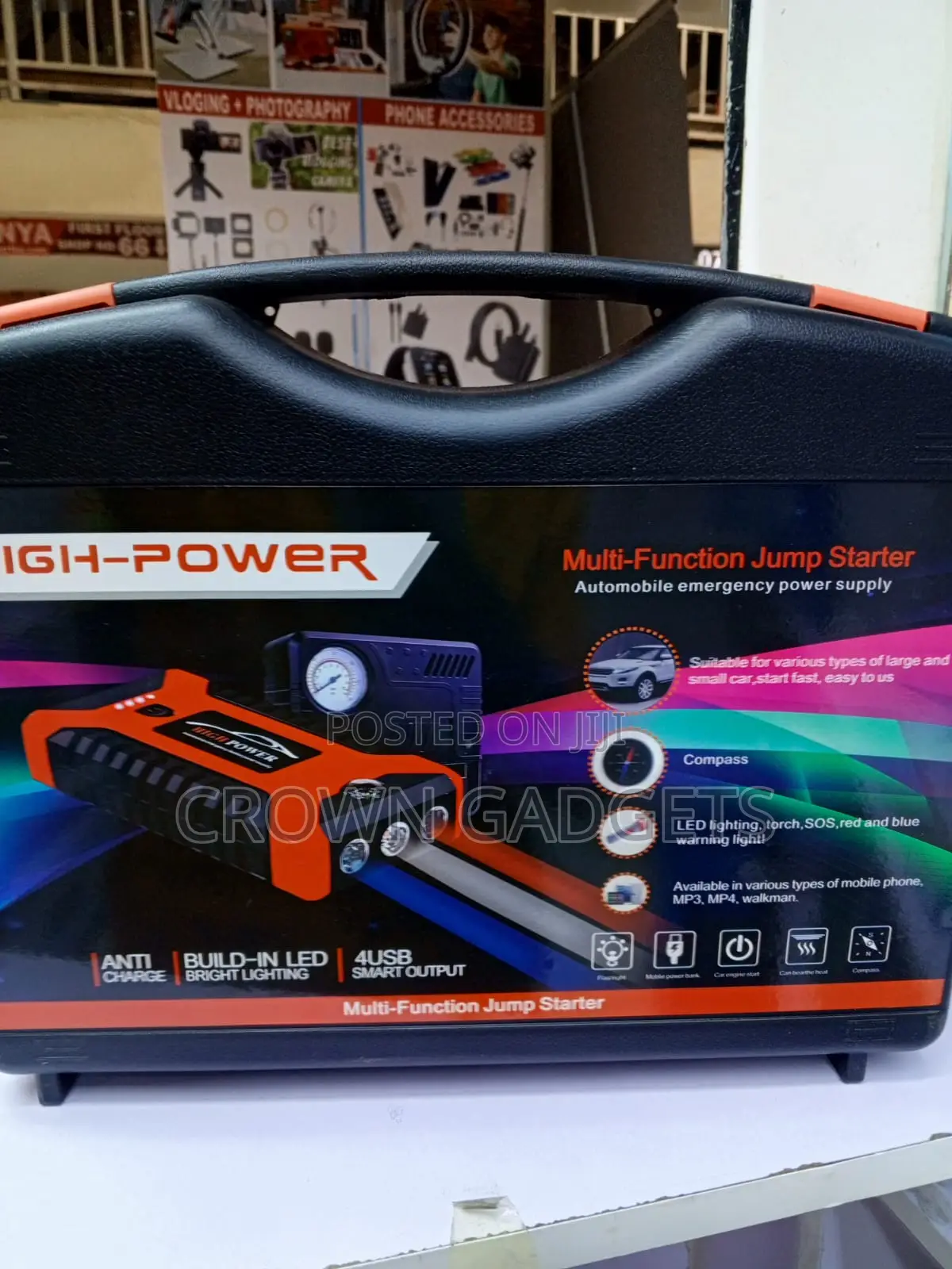Car Jump Starter With Air Compressor, Power Bank Tire Pump