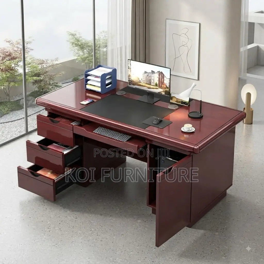 Office Desk; 1.2 Meter Executive Polished Mahogany Desk