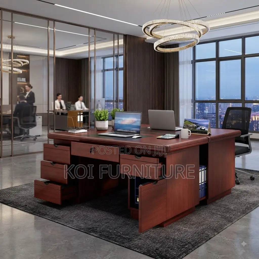 Office Desk; 1.2 Meter Executive Polished Mahogany Desk