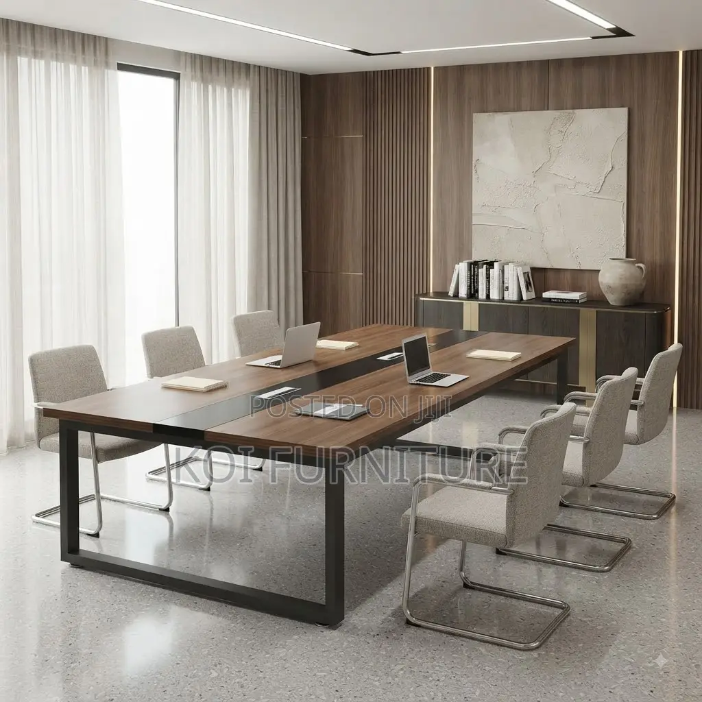 Boardroom Table; 240cm Brown Long Seating Conference Boardroom Table