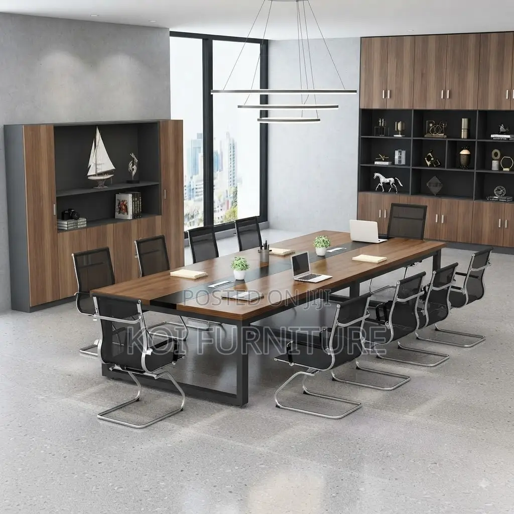 Boardroom Table; 240cm Brown Long Seating Conference Boardroom Table