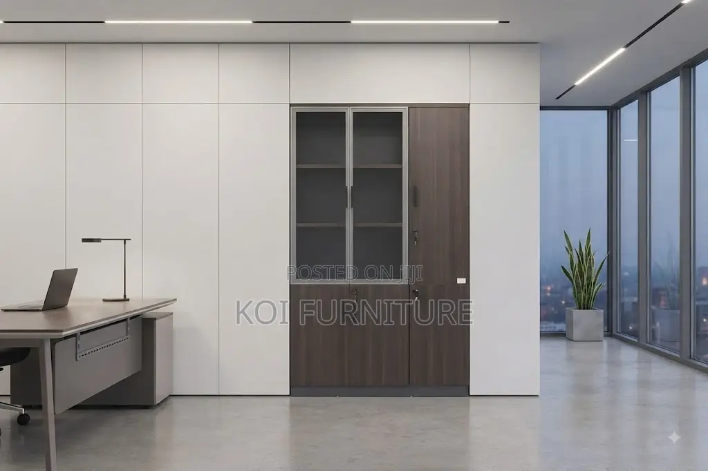 Office Cabinet; Three Doors Wooden Document Storage Office Cabinet