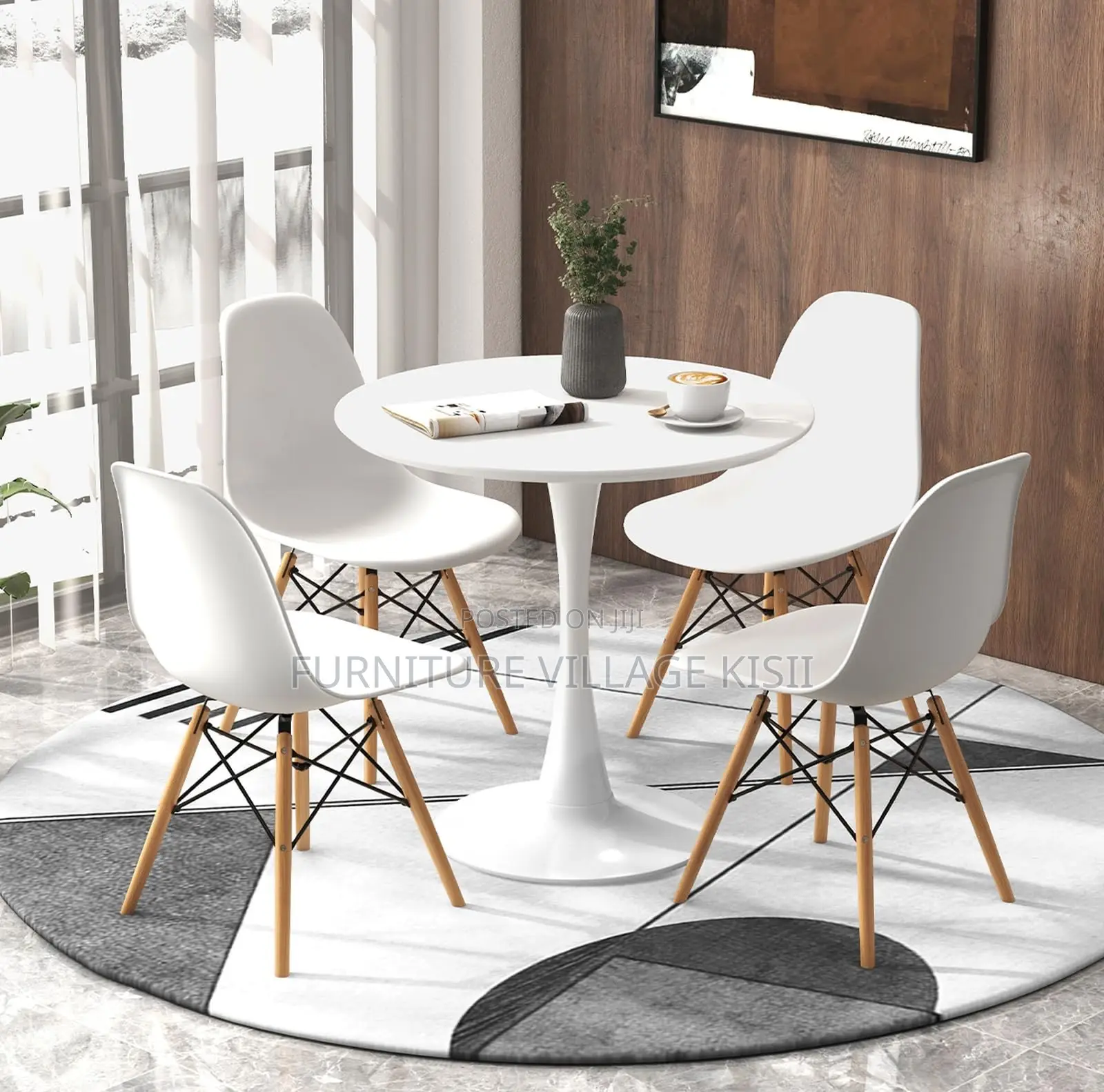 Home Furniture:4-Seater Marble Dining Set