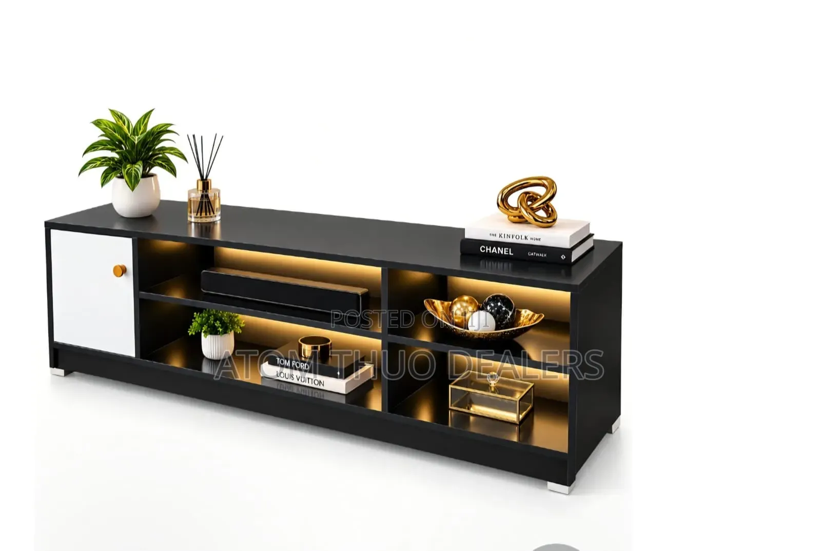 Imported Executive TV Stand With Shelves and Cabinet