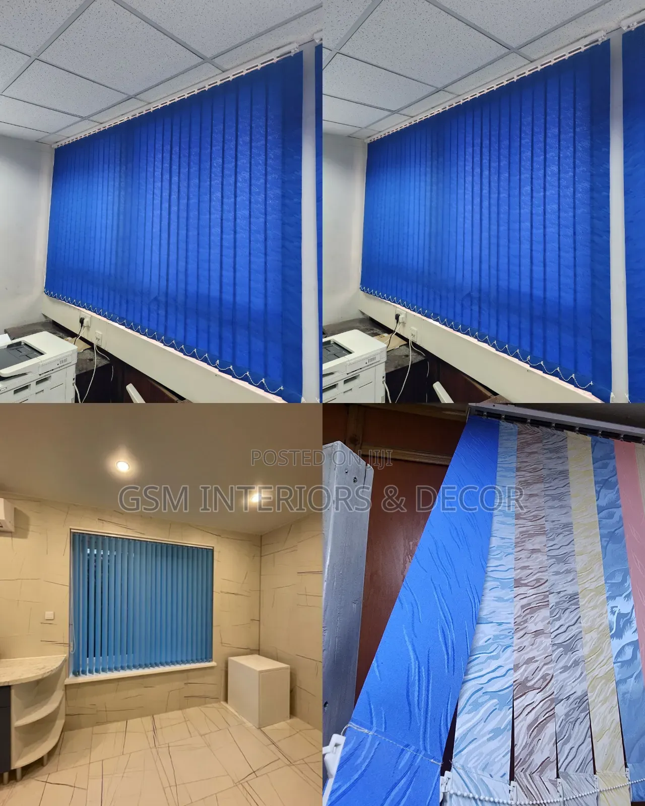 Dark Blue Office Blinds/Office Curtains in Vertical Installation