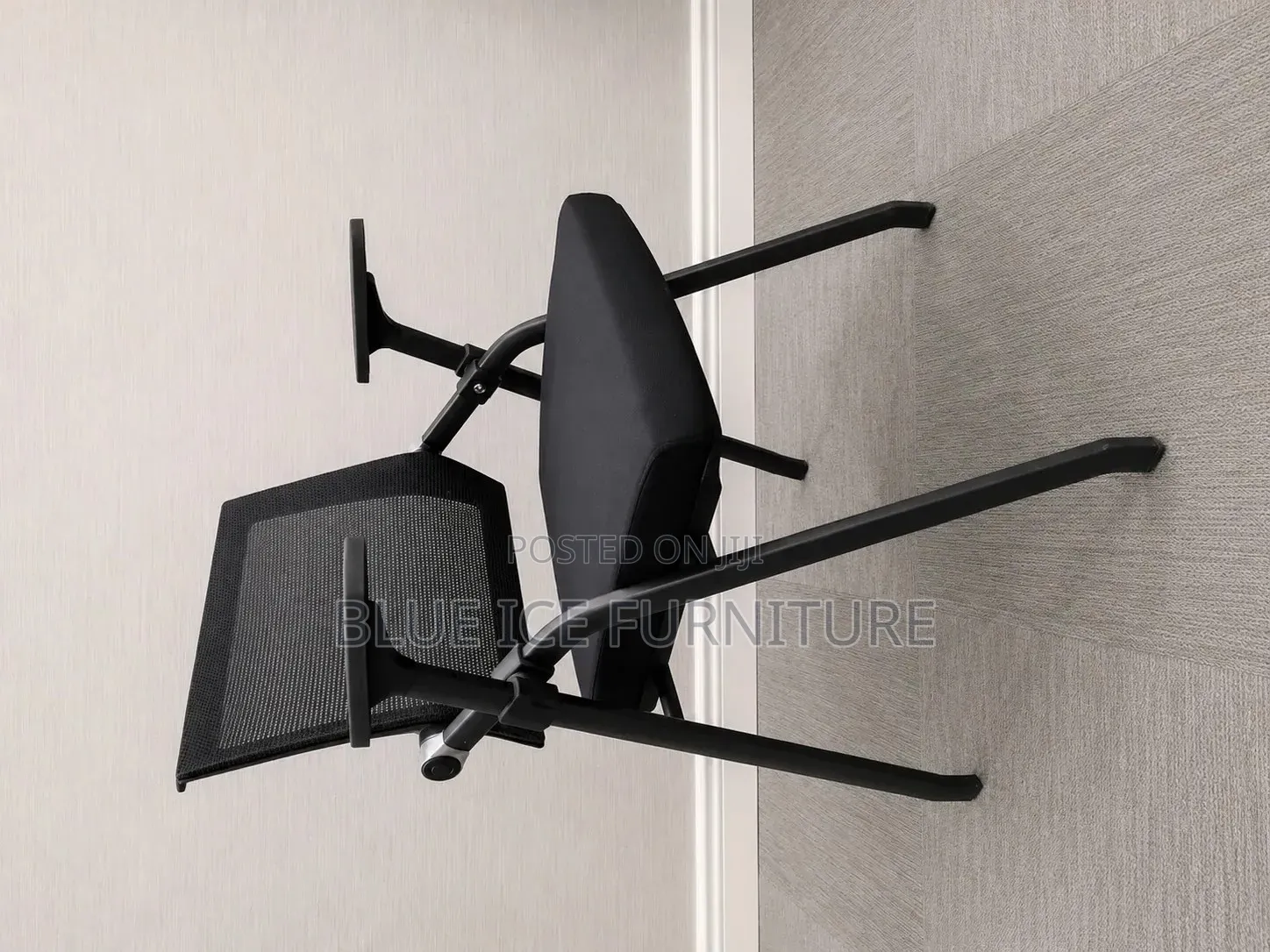 Black Mesh Visitor Chair With Armrests