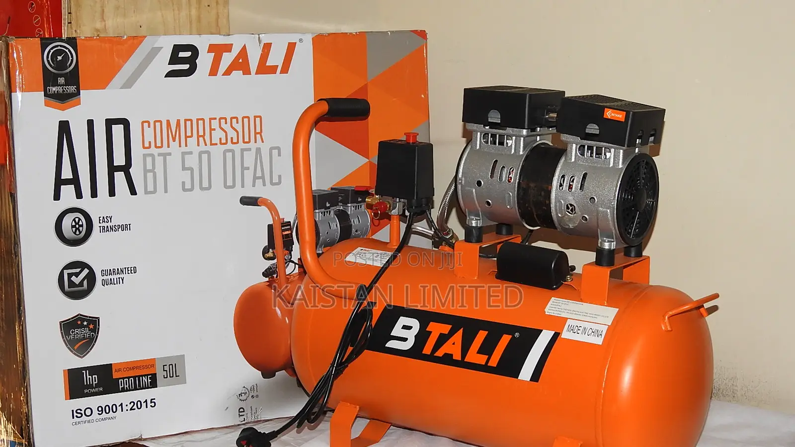 Btali 50L Silent Oil-Free Air Compressor - 1.5HP 8 Bar (116 PSI)