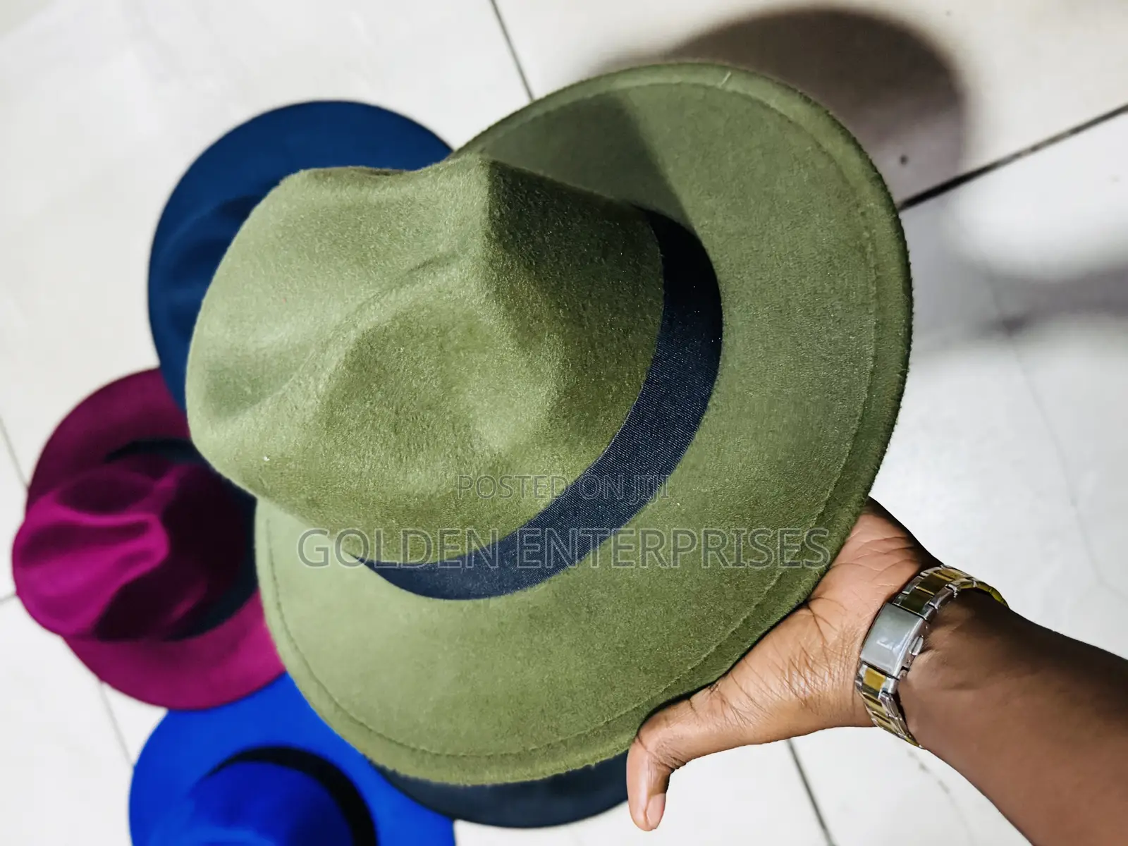 Classic Jungle Green Wide Brim Fedora Hat