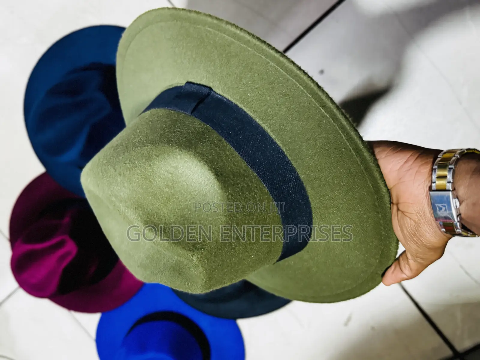 Classic Jungle Green Wide Brim Fedora Hat