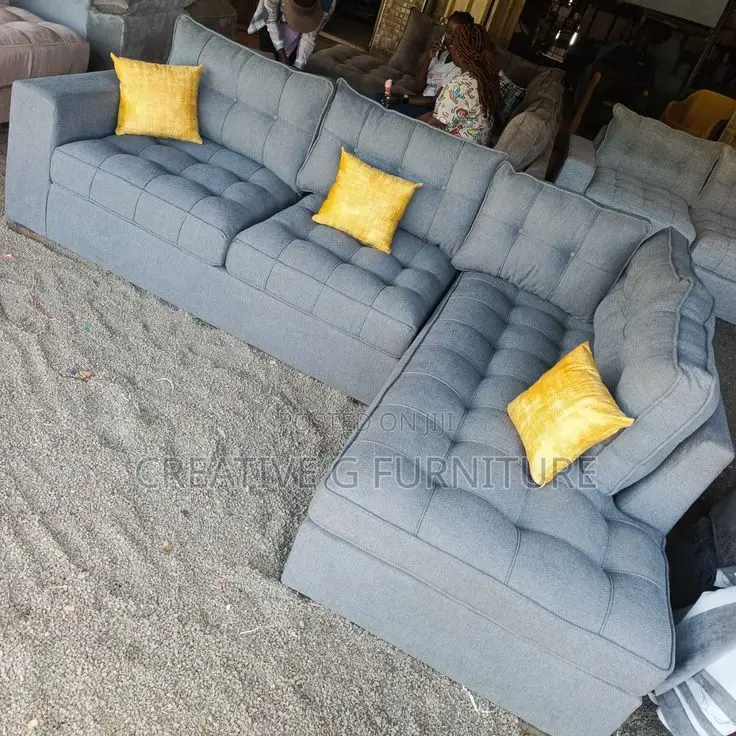 6-Seater Grey L-Shaped Sofa