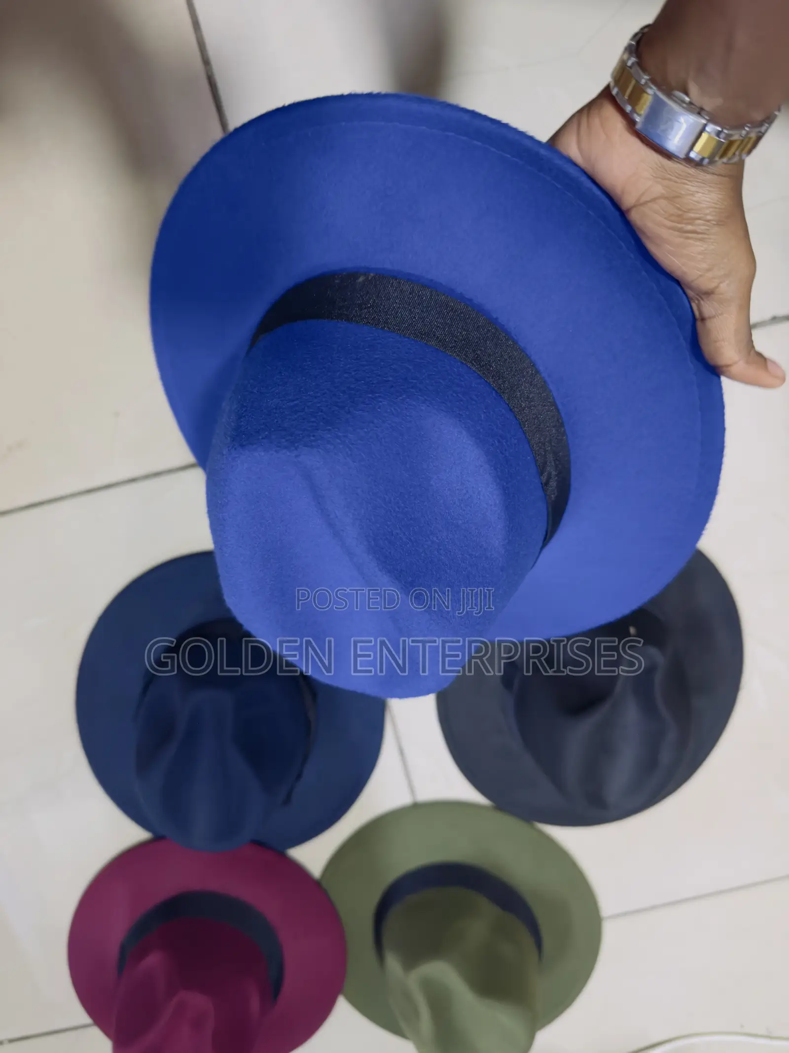 Classic Royal Blue Wide Brim Fedora Hat