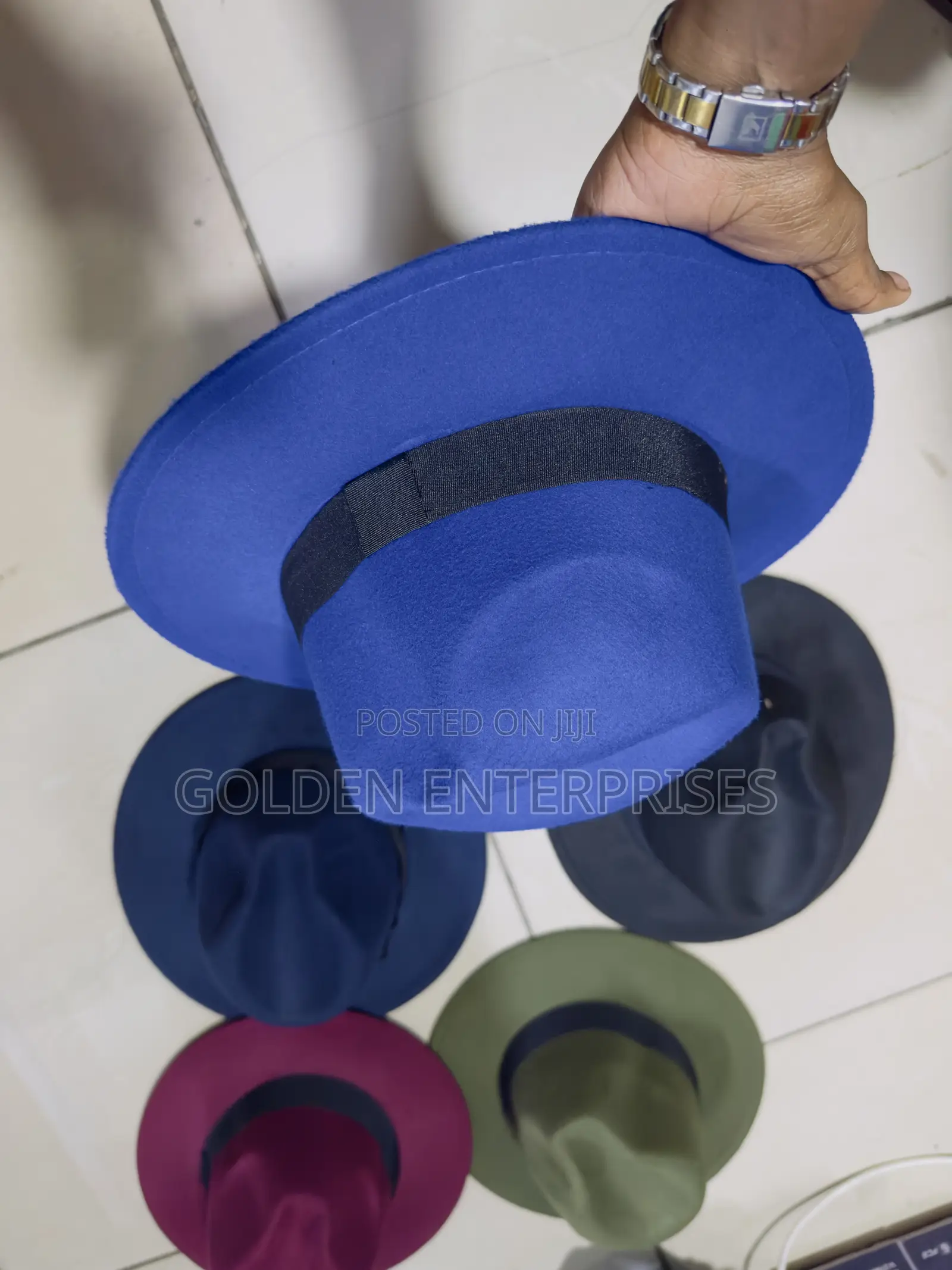 Classic Royal Blue Wide Brim Fedora Hat