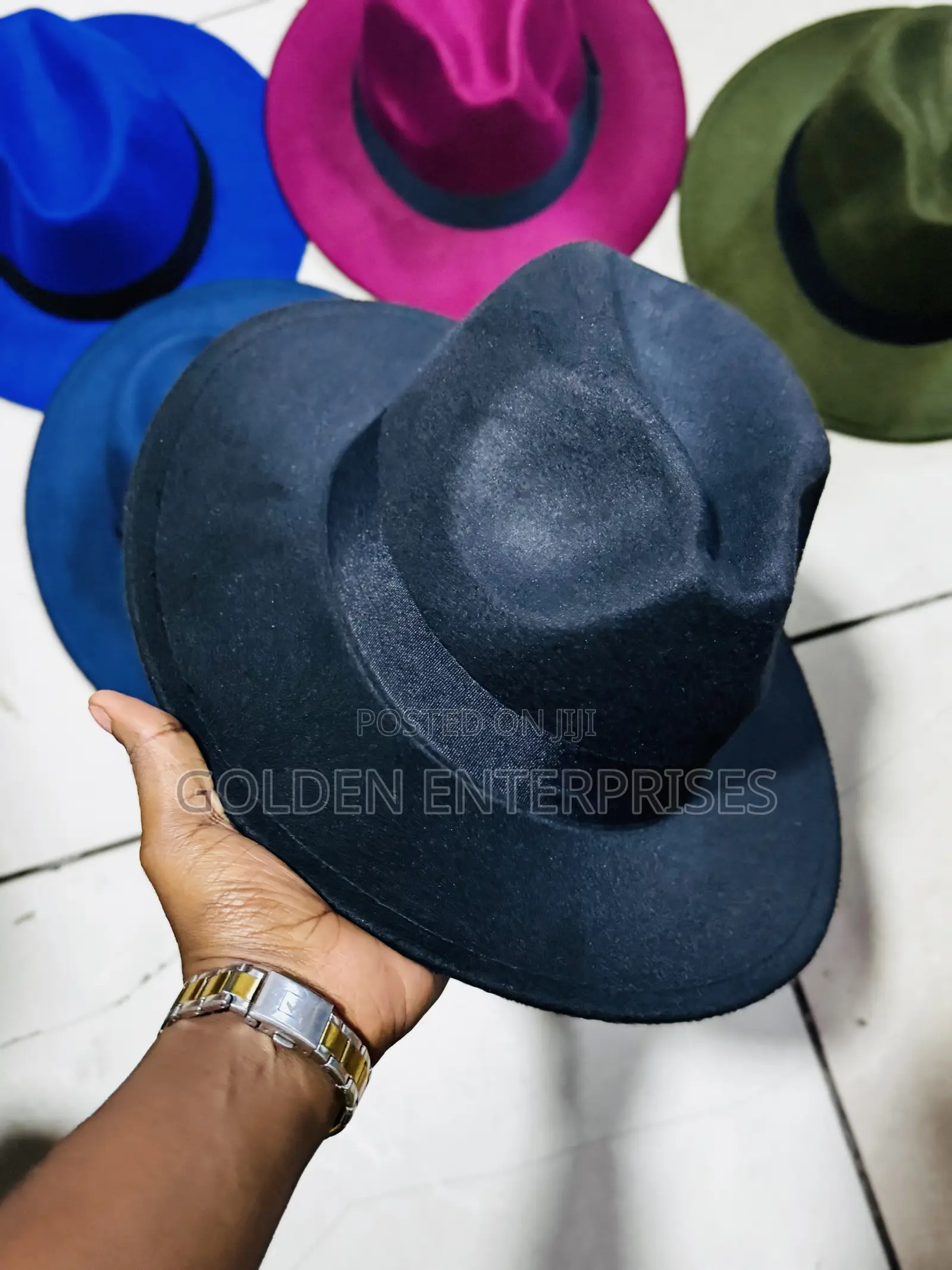 Black Unisex Wide-Brim Fedora Hat – Stylish Versatile