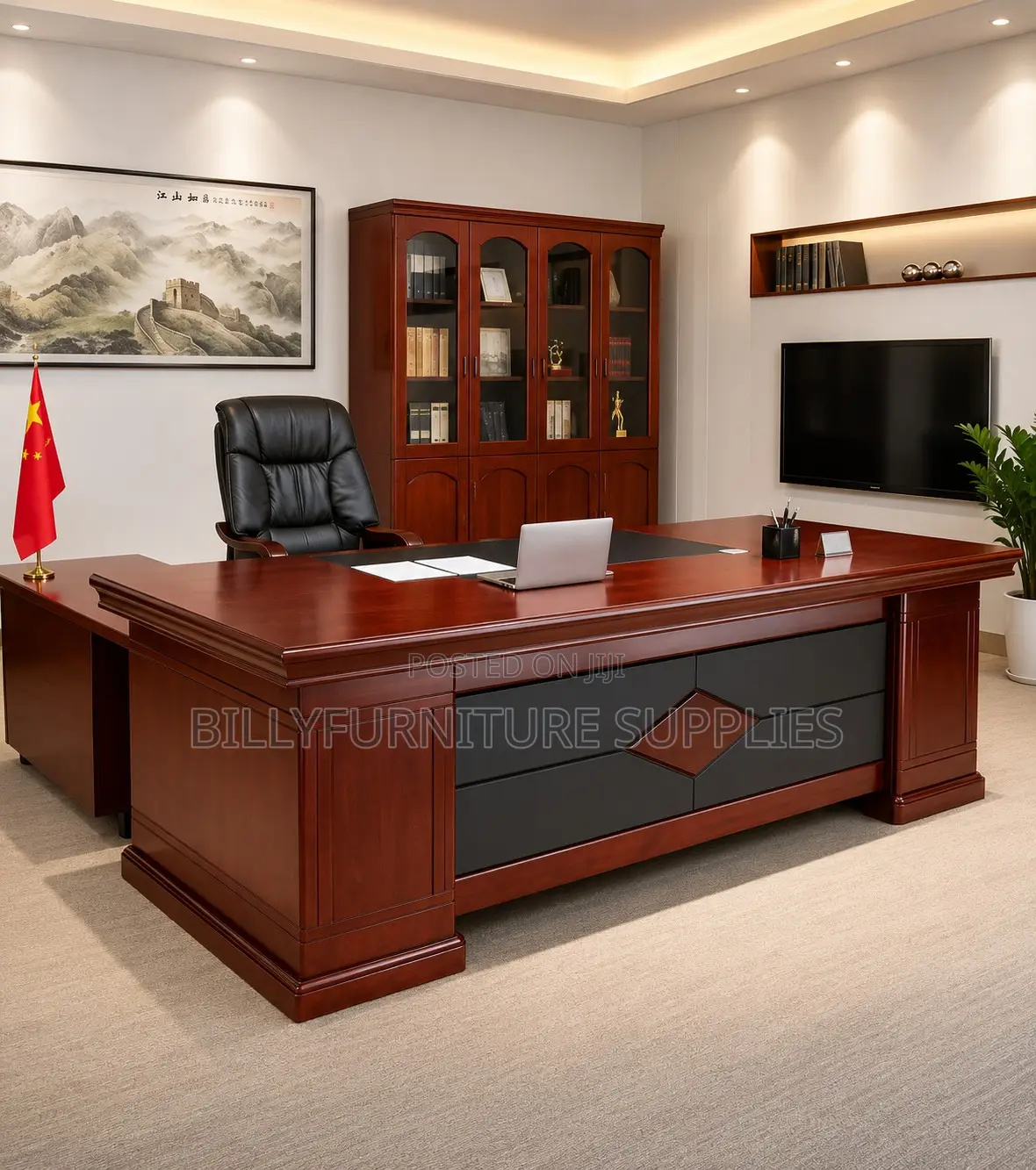 Presidential Executive Office Desk Nairobi | Luxury Mahogany CEO Table