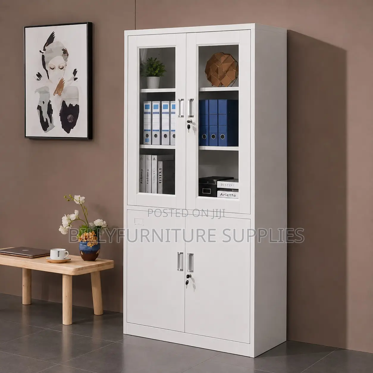 Modern Steel Filing Cabinet Nairobi Lockable Glass Door Office Storage