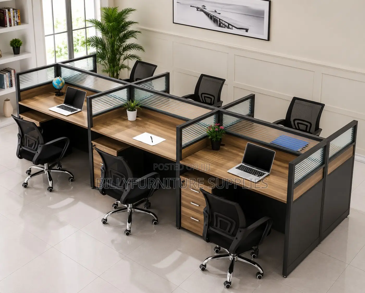 Collaborative 6-Way Office Workstation | Modern Modular Staff Desk