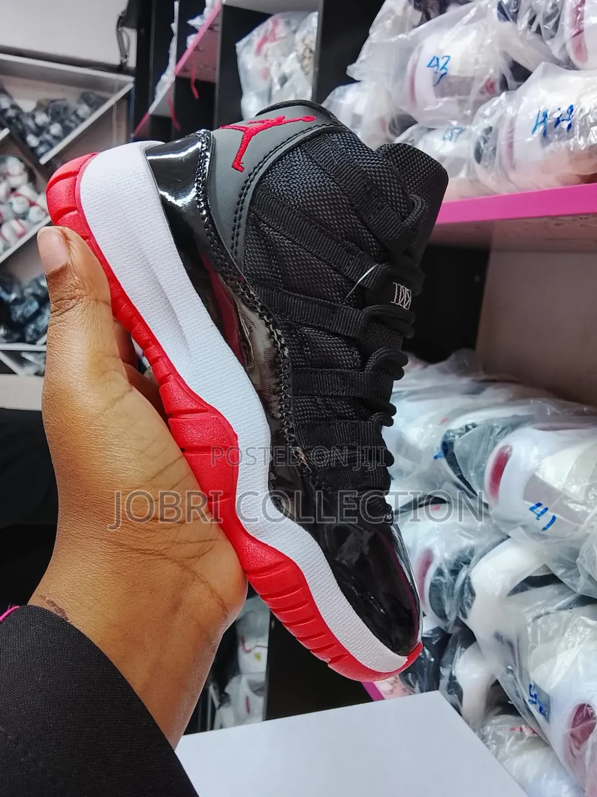 Air Jordan 11 Red Black Kids Sneakers