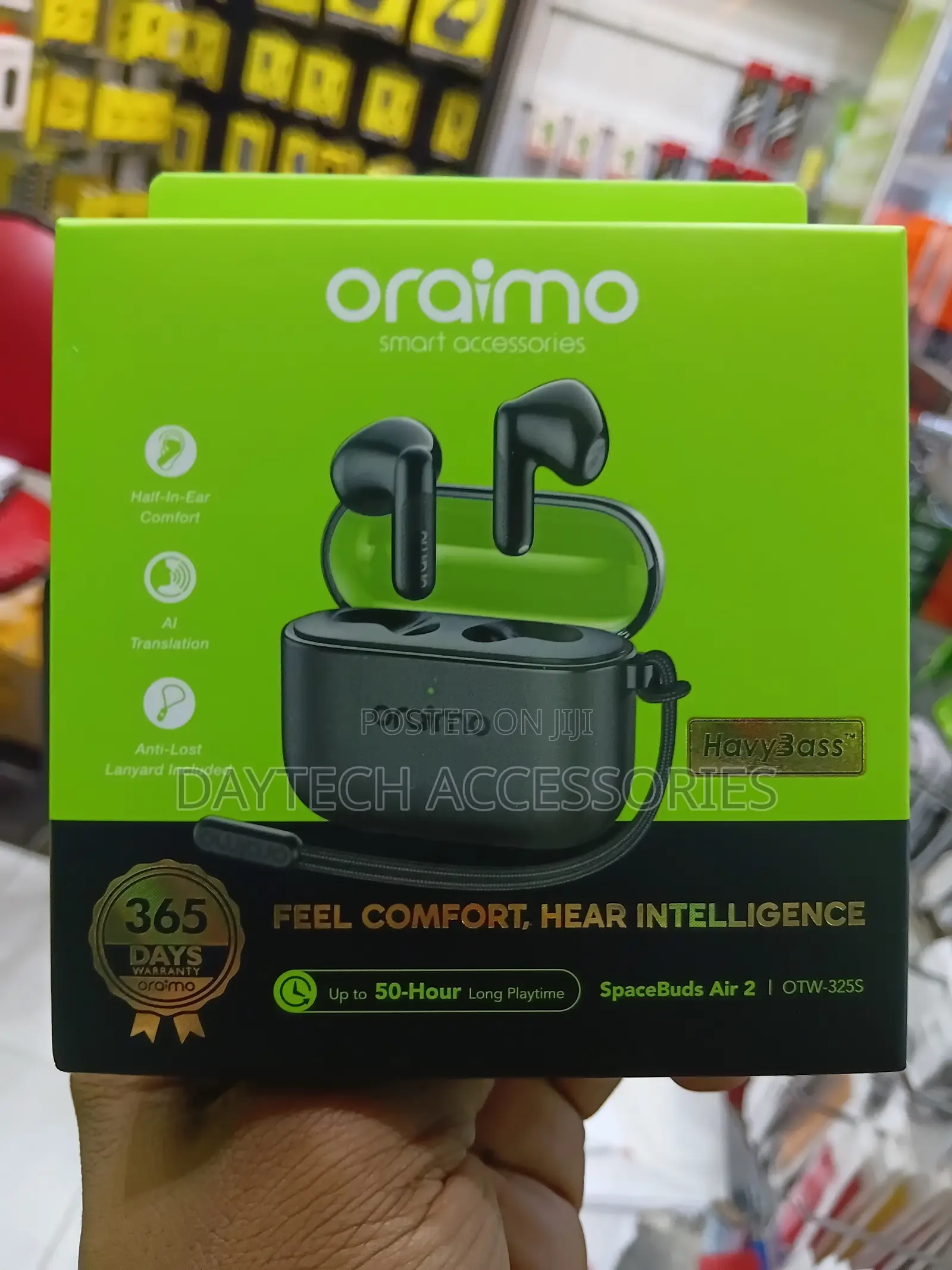 The Oraimo SpaceBuds Air 2 OTW-325S Half-in-Ear Wireless Earbuds.