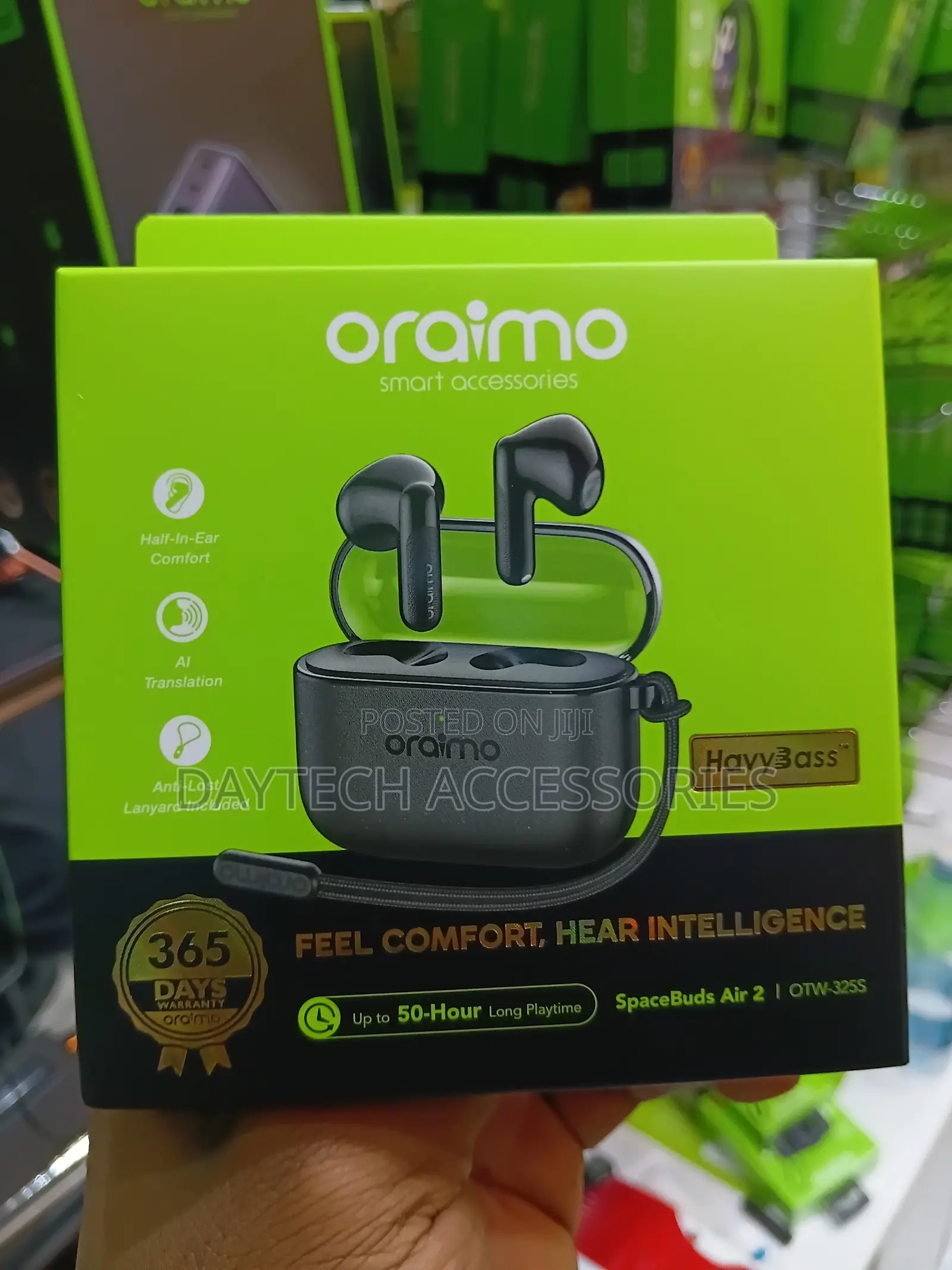 The Oraimo SpaceBuds Air 2 OTW-325S Half-in-Ear Wireless Earbuds.