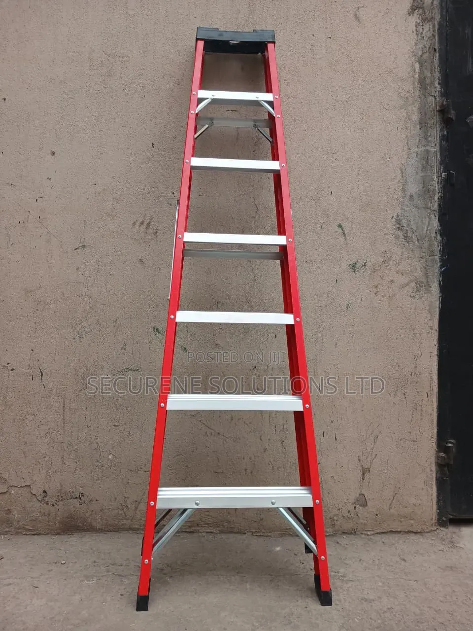 7-Step Non-Conductive Red Fiberglass Step Ladder