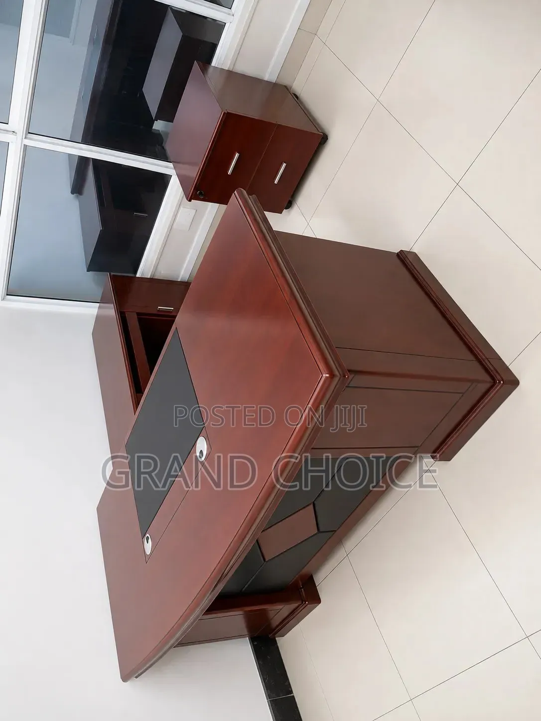 Executive Office Desk Set With Side Cabinet Mobile Drawer