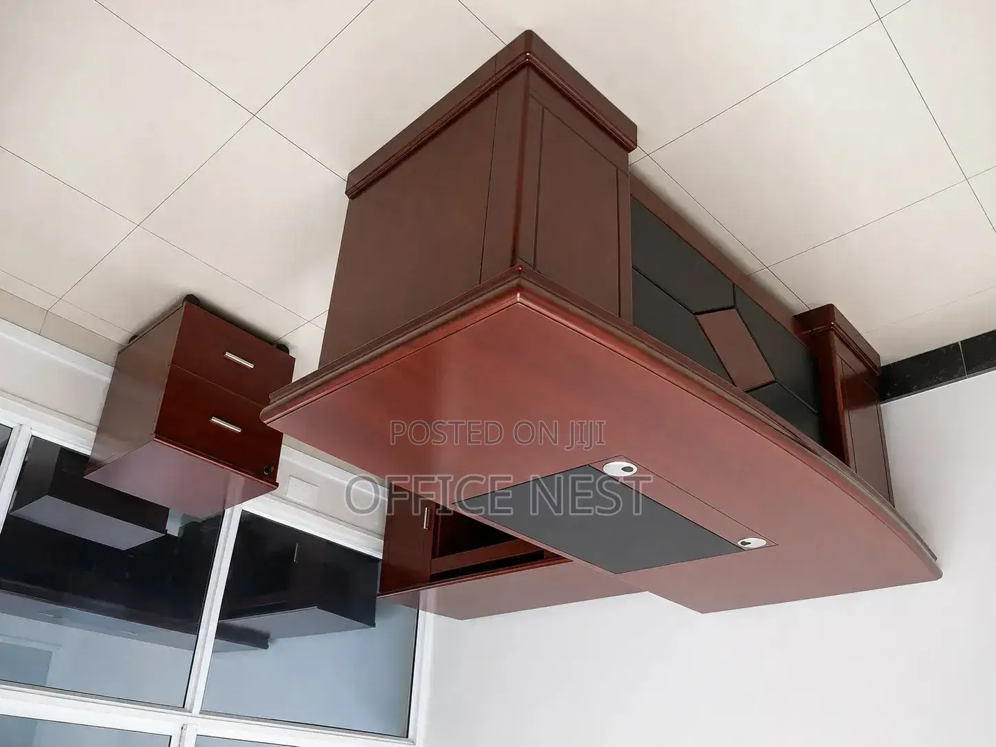 Executive Office Desk Set With Side Cabinet Mobile Drawer