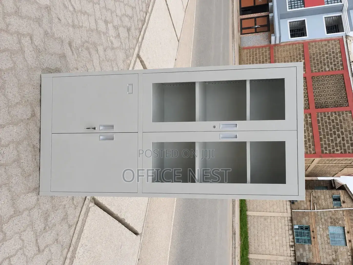 Steel Office Filing Cabinet With Glass Doors – Lockable Storage Cabine