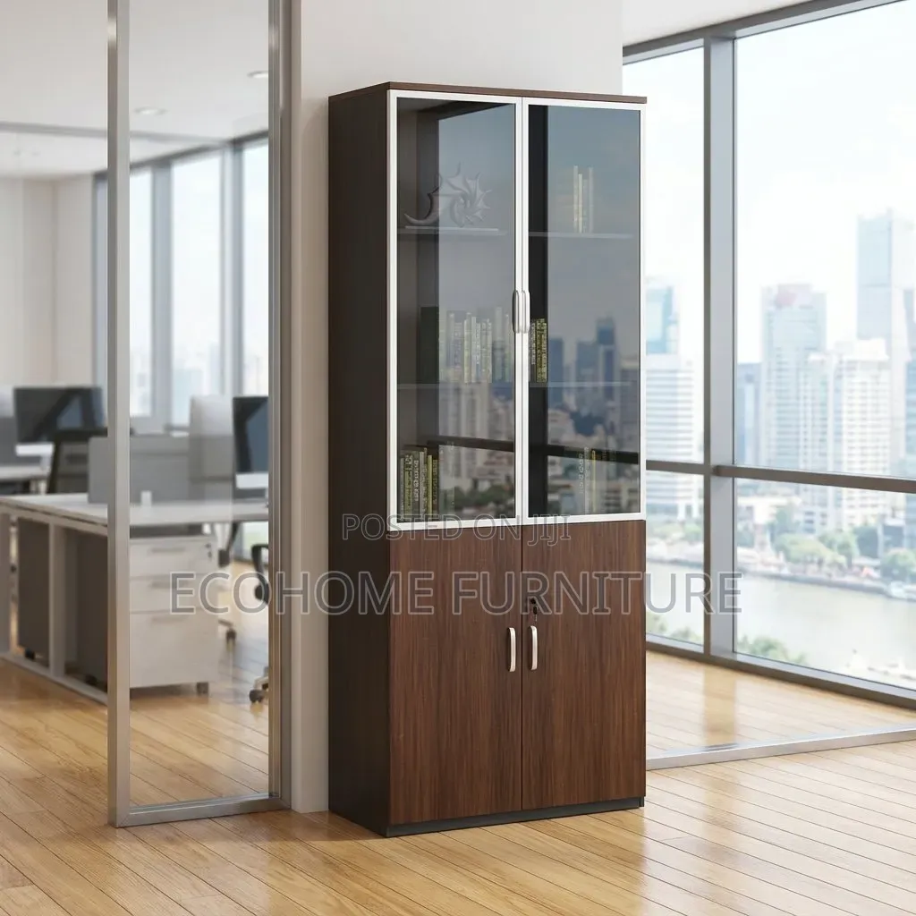Office Cabinet – Wooden Storage Cabinet With Glass Doors