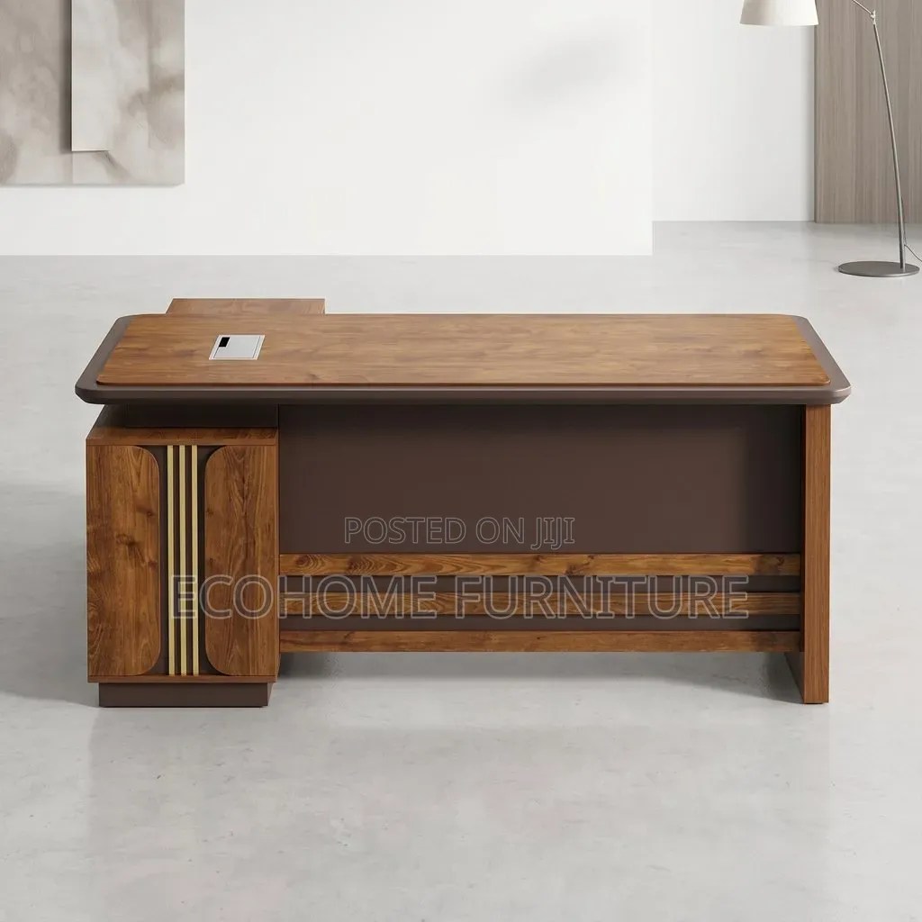 Office Desk – Executive Wooden Desk With Side Storage