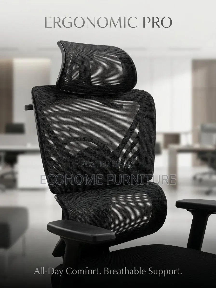 Office Chair – High Back Mesh Chair With Headrest Ergonomic