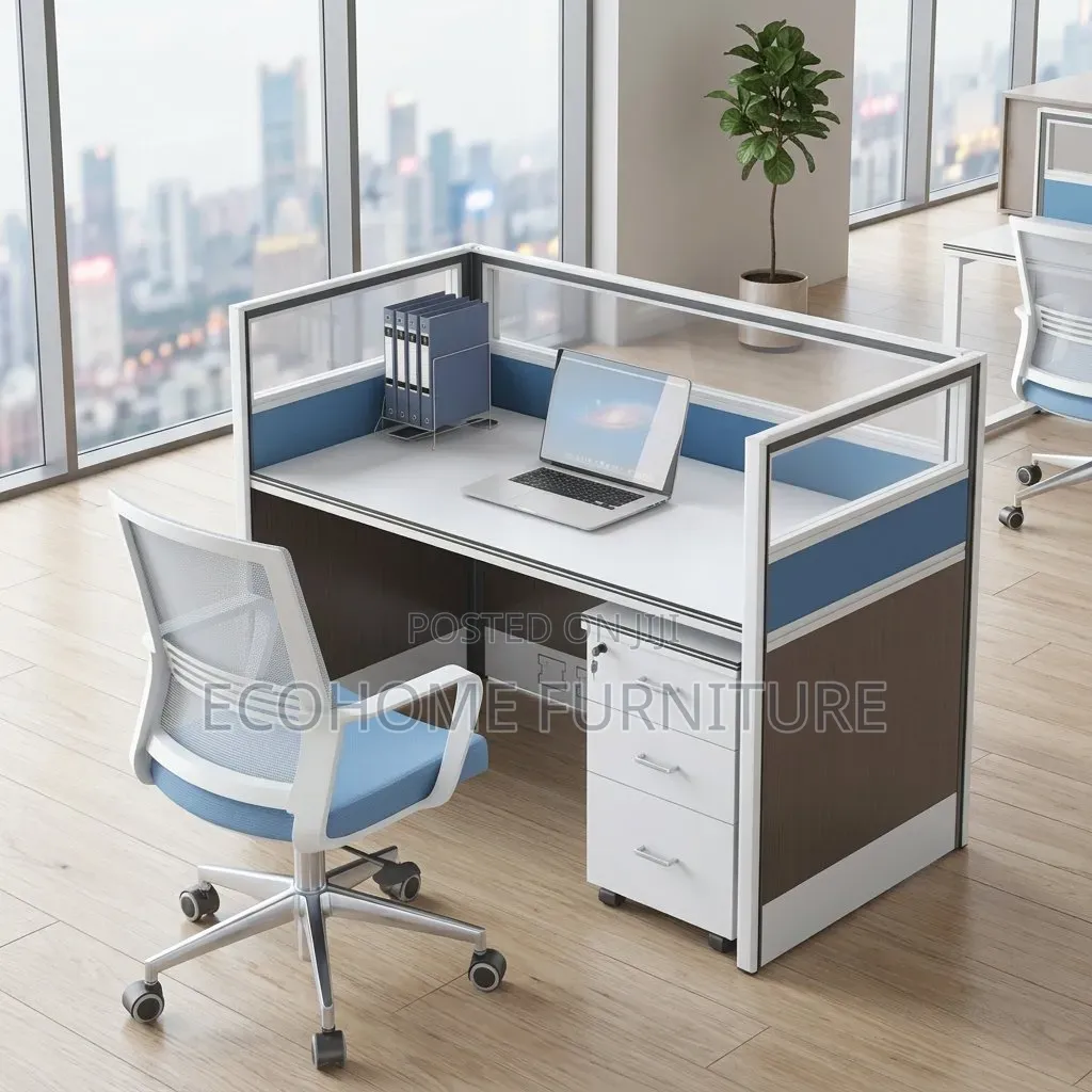 Office Workstation – 2-Person Privacy Desk With Pedestal