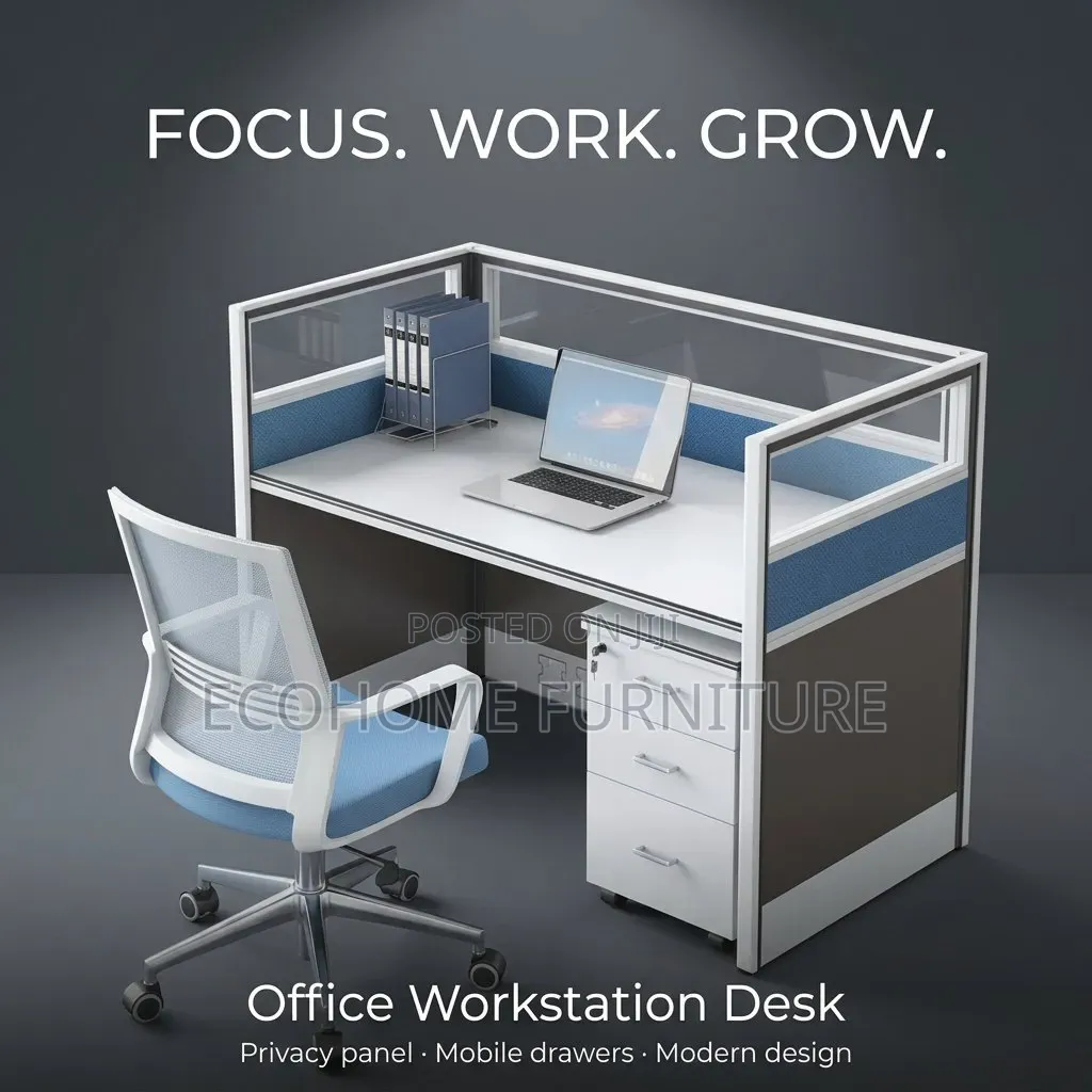 Office Workstation – 2-Person Privacy Desk With Pedestal
